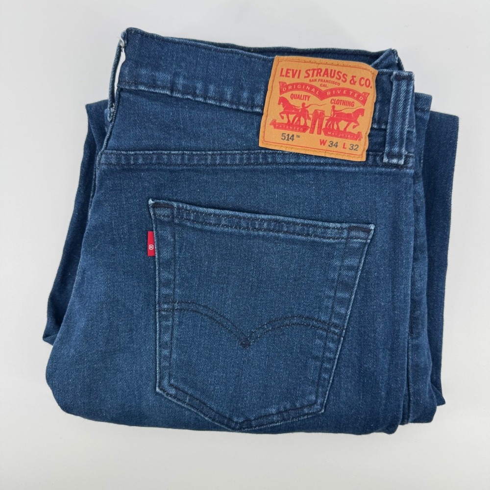 Levi's 514 Straight Fit Jeans Men 34x32 Blue Medium Wash‎ Denim Pants